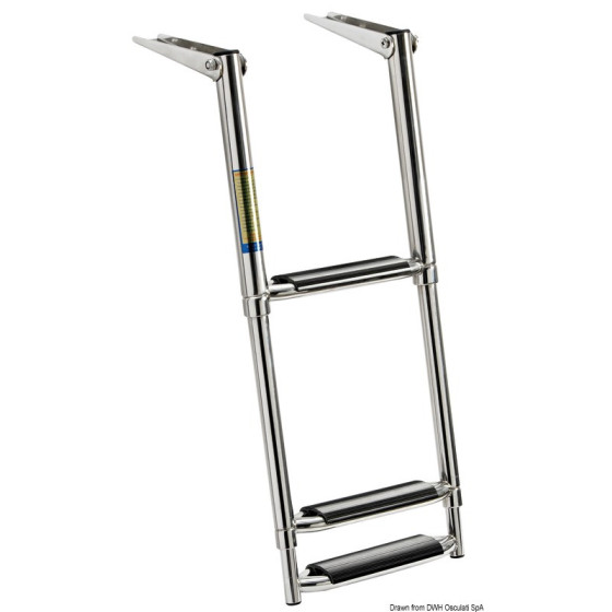 Échelle télescopique pour plate-forme avec marches larges Variante ou Accessoires Réduit:large AISI316 noir 3 marches *49.541.63