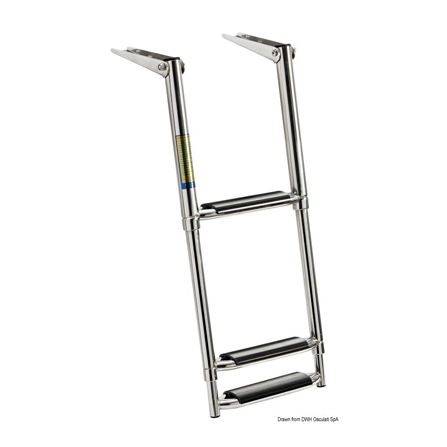 Échelle télescopique pour plate-forme avec marches larges Variante ou Accessoires Réduit:large AISI316 noir 3 marches *49.541.63