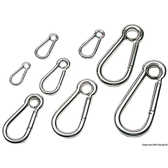 Mousquetons en inox AISI 316 polis miroir 