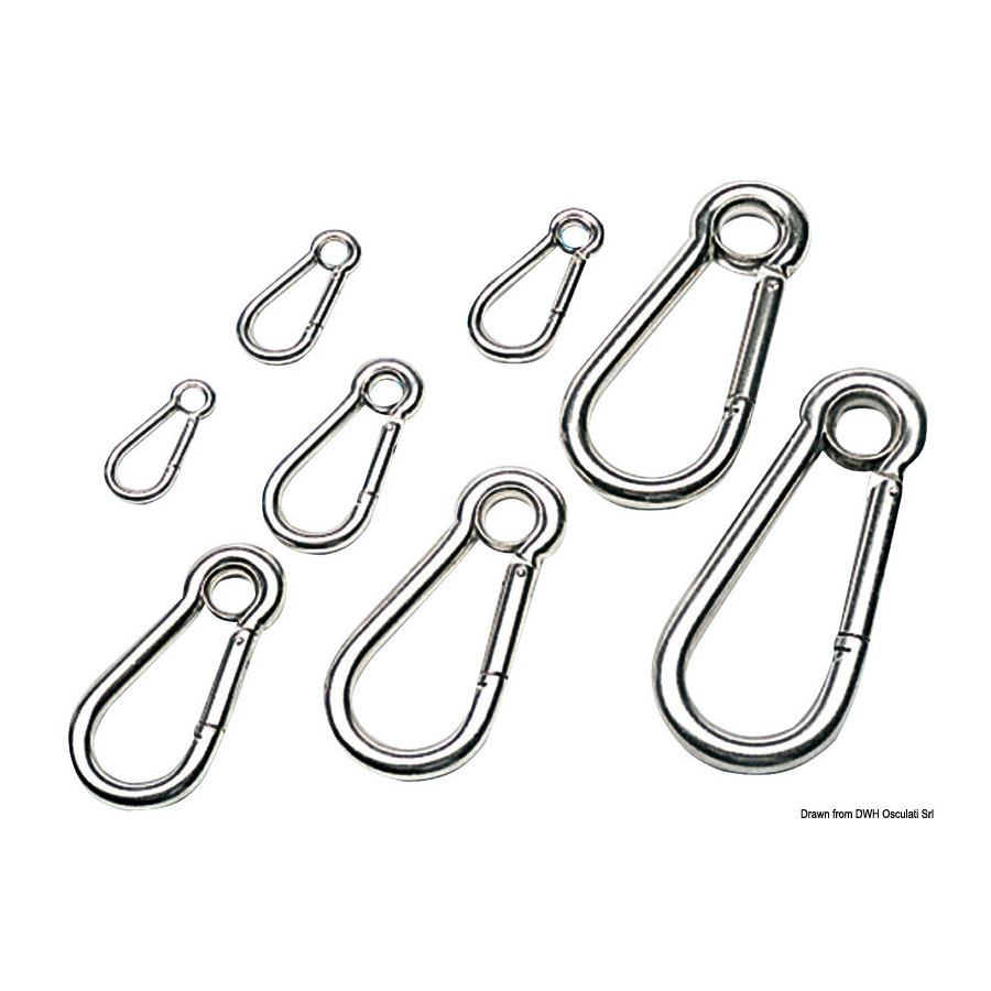 Mousquetons en inox AISI 316 polis miroir 