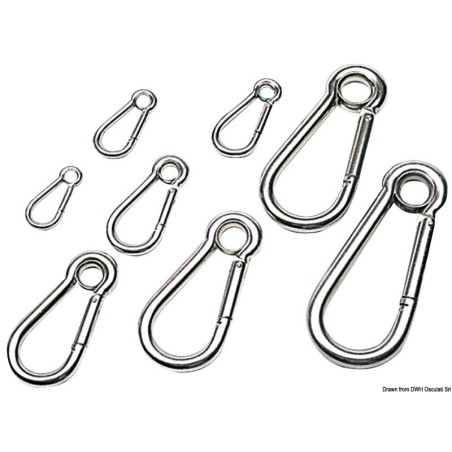 Mousquetons en inox AISI 316 polis miroir