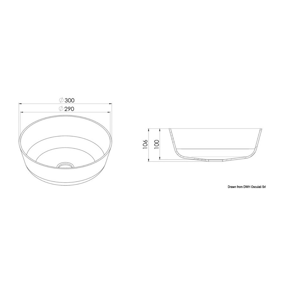 Éviers à poser en Ocritech Variante ou Accessoires Réduit:poser rund Ocritech blanc Ø 300 mm *50.183.01*