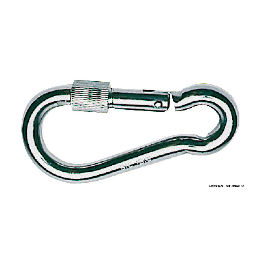 Mousquetons en inox avec bague de fermeture à vis 