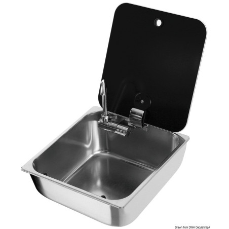 Évier avec couvercle verre fumé