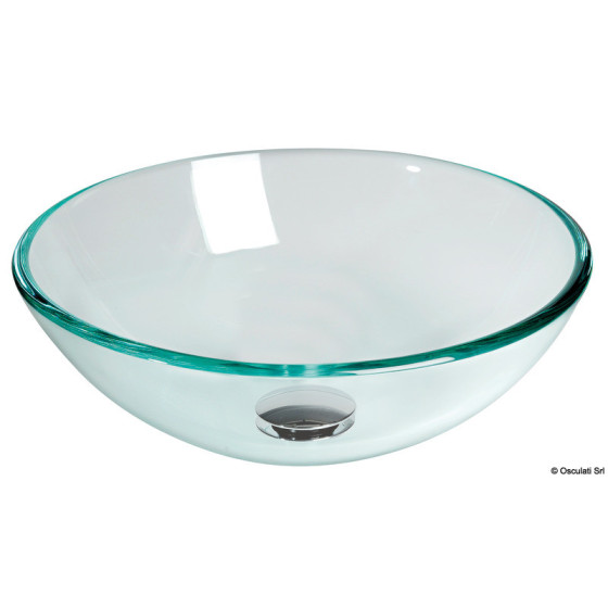 Lavabo semi-sphérique en verre transparent 