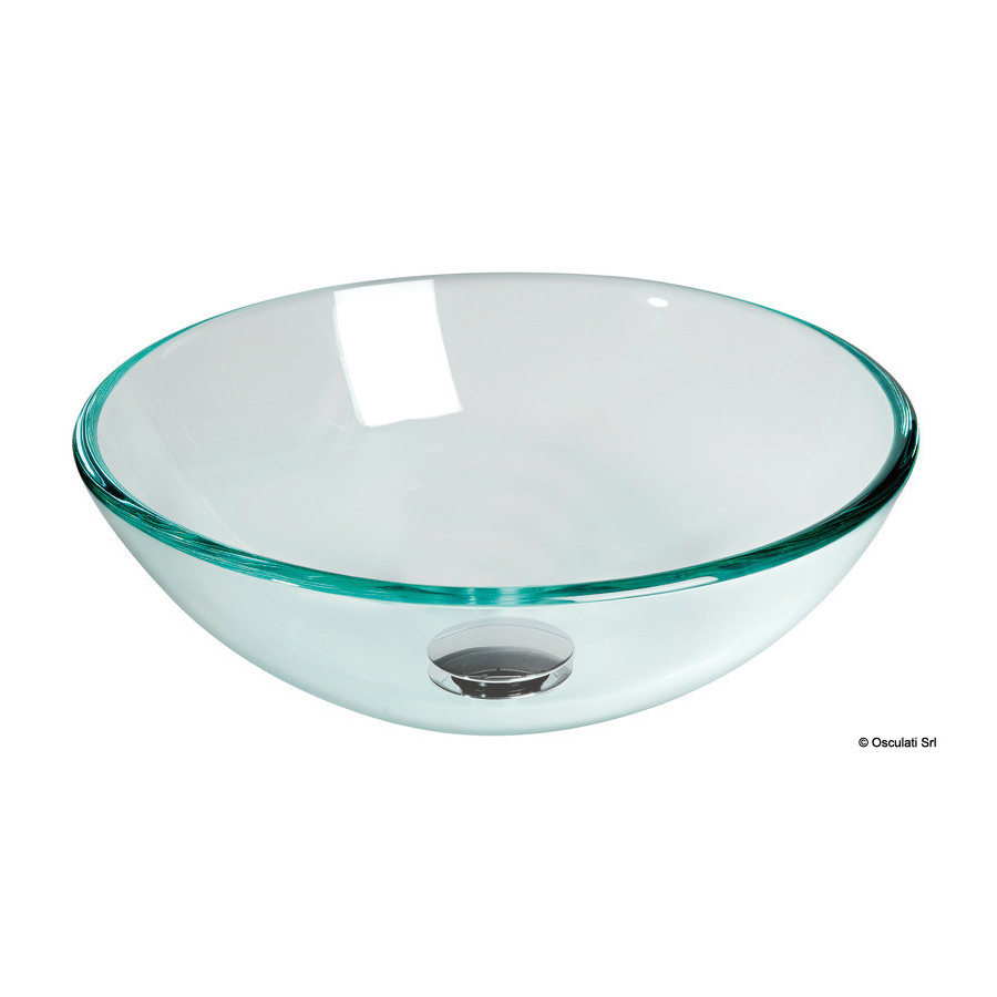 Lavabo semi-sphérique en verre transparent 