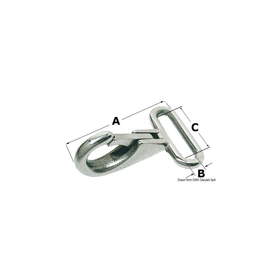 Mousqueton en inox à œil plat à sangler 