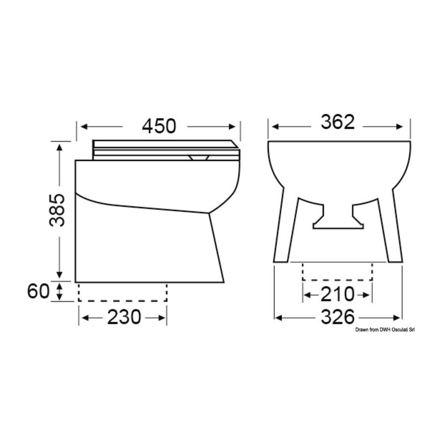 WC VACUUM BLUE WAVE Modèle Élégant bas avec pompe "SILENT" 80 dB 