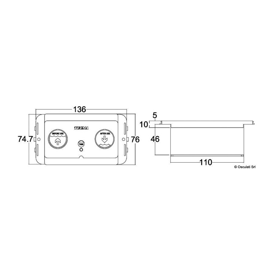 Pièces de rechange pour WC électriques TECMA Variante ou Accessoires Réduit:commande TECMA All in one 2 boutons *50.226.50*