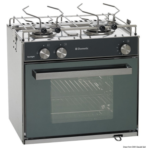 Cuisinière à gaz DOMETIC Slim compacte Variante ou Accessoires Réduit:gaz 2 feux DOMETIC Slim Sunlight *50.366.02*