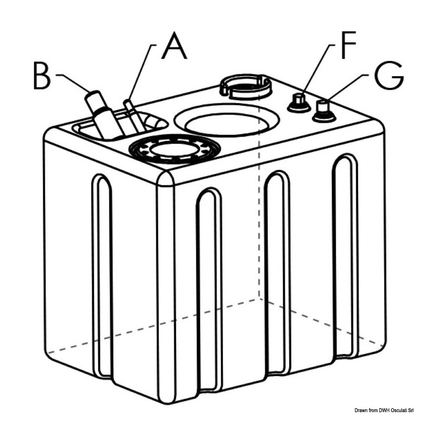 Réservoir carburant en polyéthylène réticulé Variante ou Accessoires Réduit:polyéthylène réticulé 164 l *52.040.01*
