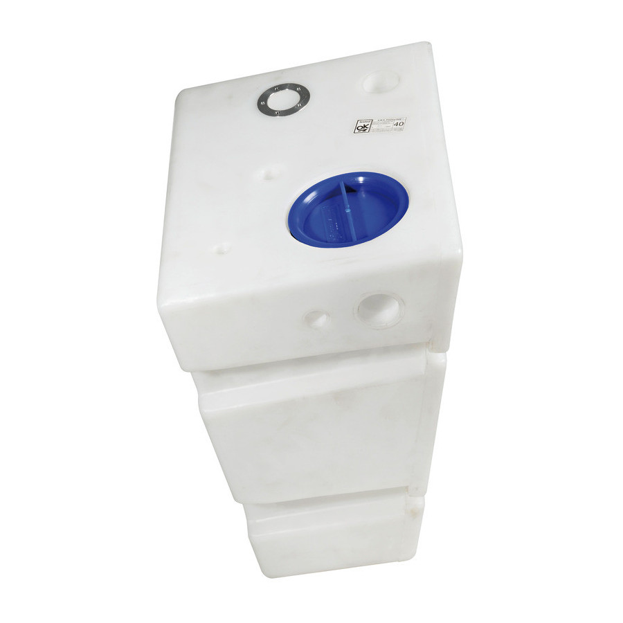 Réservoir en polypropylène blanc pour eau potable de 60 litres, montage à paroi 