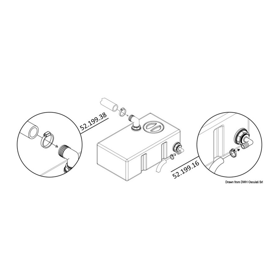 Raccord 90° pour réservoir eau rigide 