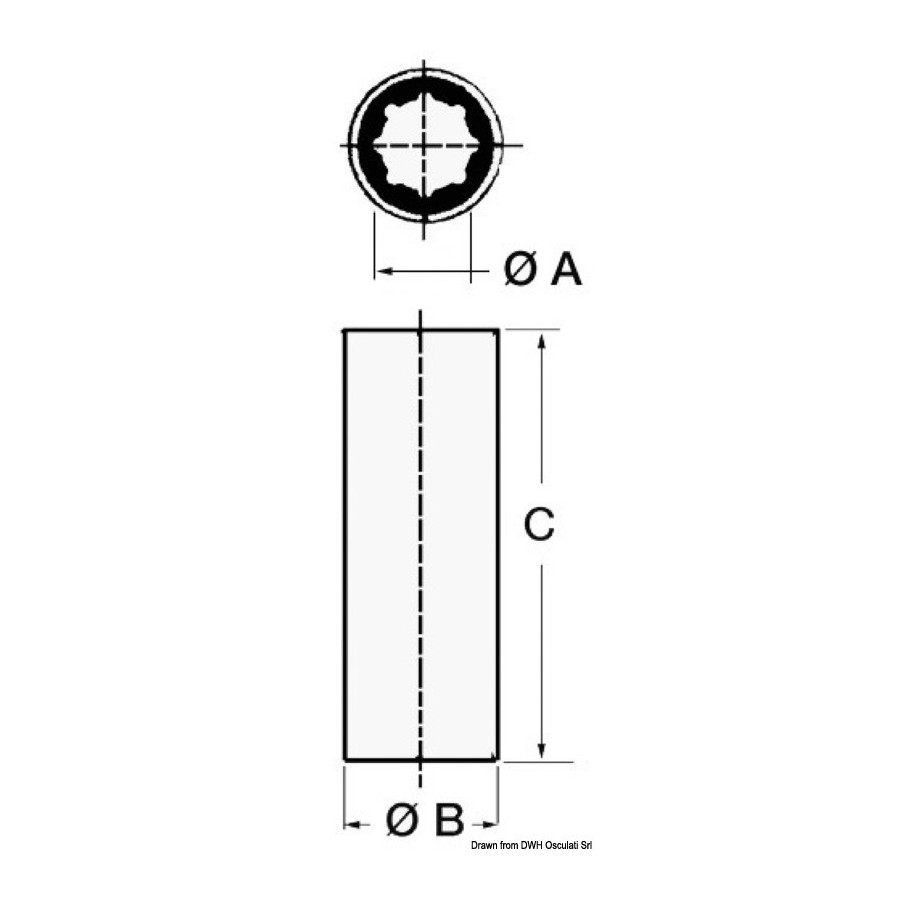 Bagues de transmission avec renfort externe en résine, dimensions externes/internes en millimètres 