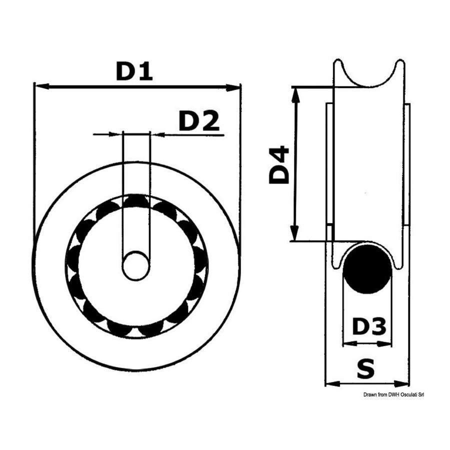 Poulies en nylon montées sur billes en Delrin® 