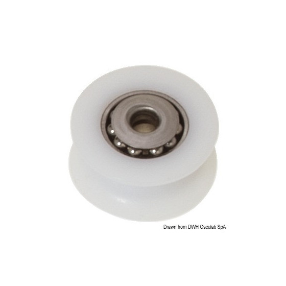 Poulie en Delrin® avec calotte et billes inox Variante ou Accessoires Réduit:Delrin billes inox 20 mm Ø 8 *55.244.01* Qté : 2