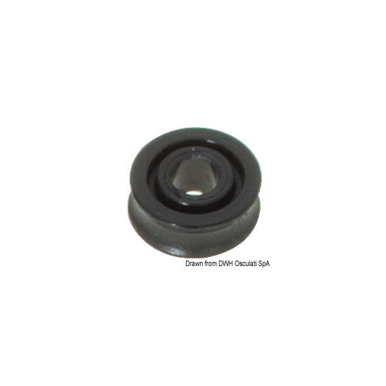 Poulie en Delrin® Variante ou Accessoires Réduit:Delrin 17 mm p. bouts Ø 5 mm noir *55.245.01* Qté : 10