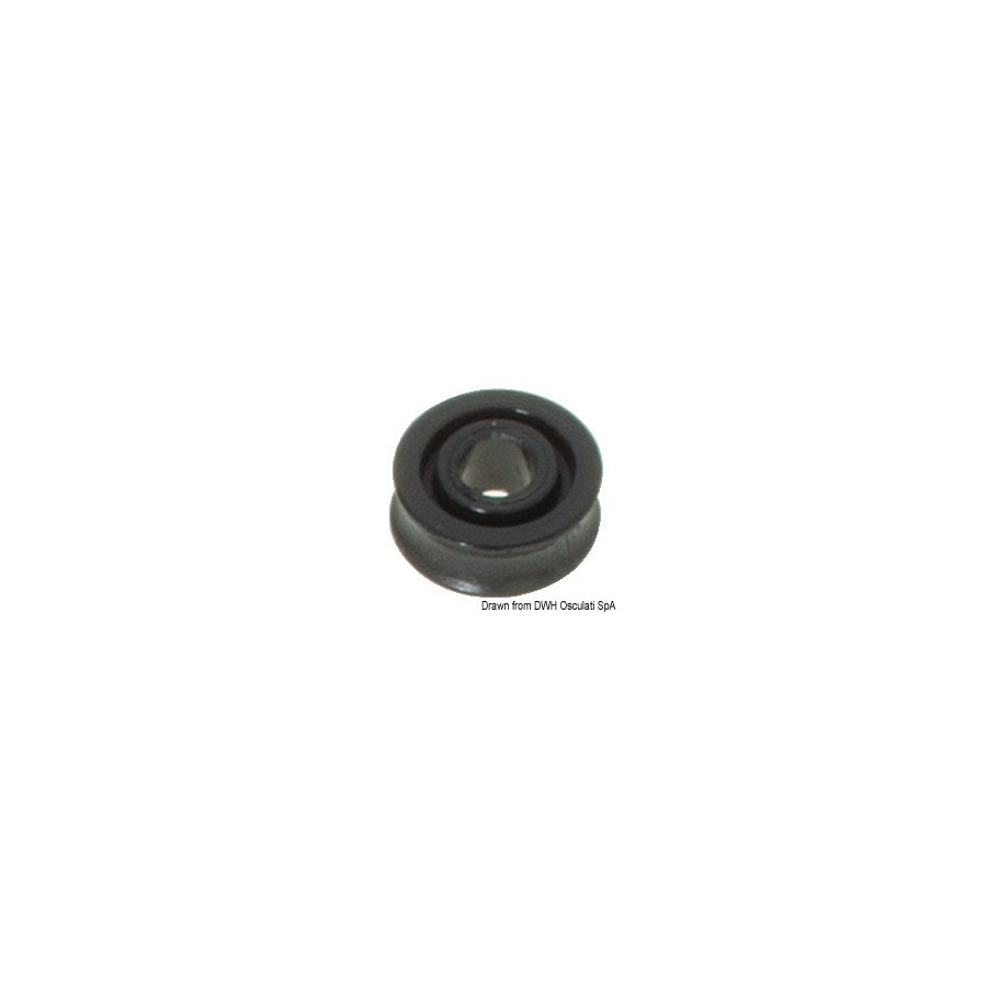 Poulie en Delrin® Variante ou Accessoires Réduit:Delrin 17 mm p. bouts Ø 5 mm noir *55.245.01* Qté : 10