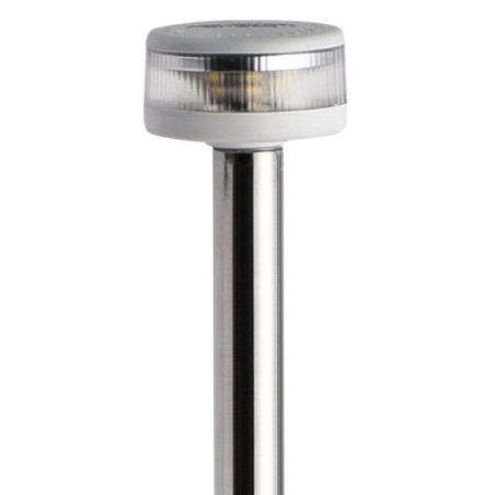 Hampe lumineuse avec feu Evoled 360° - Version extractible avec base inox fixation à paroi
