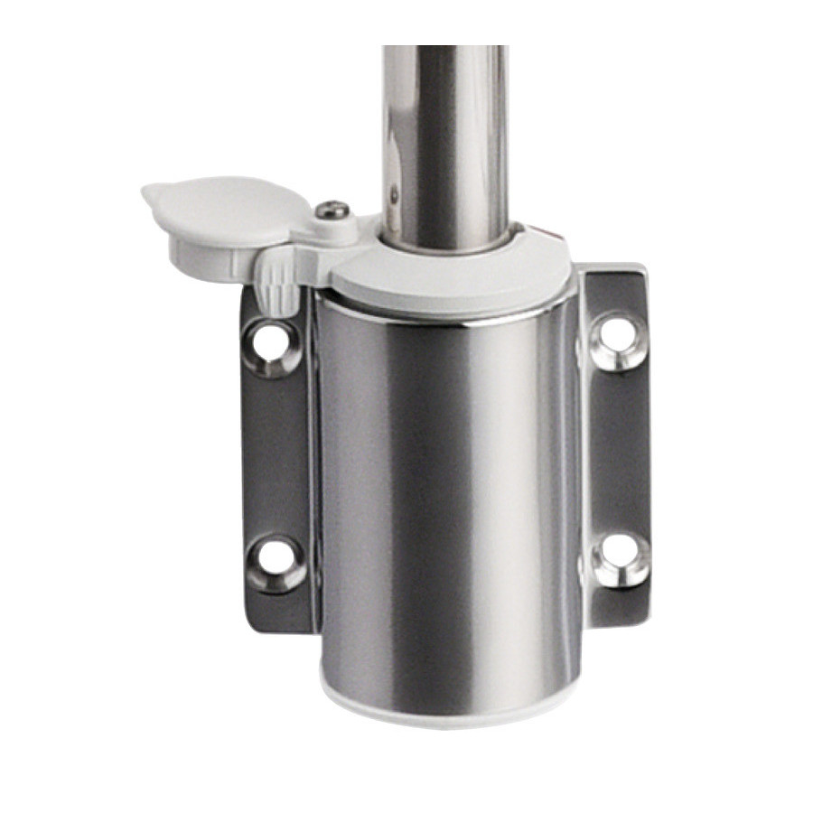 Hampe lumineuse avec feu Evoled 360° - Version extractible avec base inox fixation à paroi 
