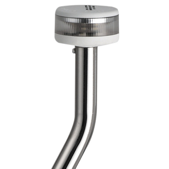 Hampe lumineuse avec feu Evoled 360° - Version inclinée et extractible avec base inox fixation en plan