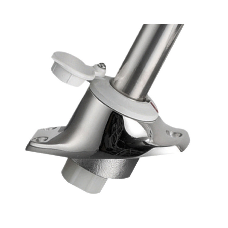 Hampe lumineuse avec feu Evoled 360° - Version inclinée et extractible avec base inox fixation en plan 