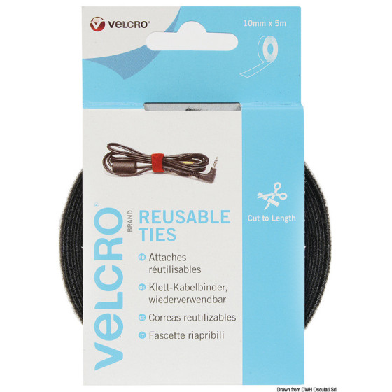 VELCRO® Brand ONE-WRAP® Strap & Tape Variante ou Accessoires Réduit:ONE-WRAP® Rolls mm10 x 5mt black *65.455.05*