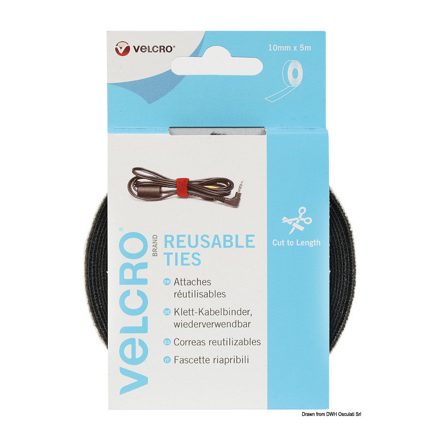VELCRO® Brand ONE-WRAP® Strap & Tape Variante ou Accessoires Réduit:ONE-WRAP® Rolls mm10 x 5mt black *65.455.05*