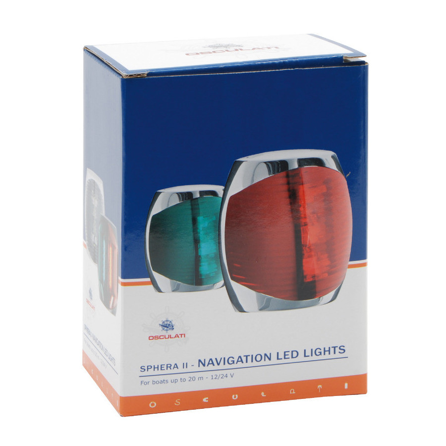 Feux de navigation Sphera II à LED jusqu'à 20 m, corps en inox poli miroir 