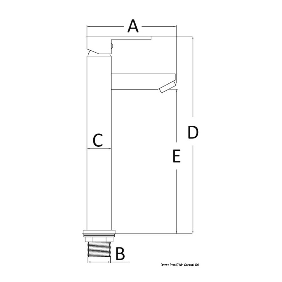 Robinet lavabo haut Square (à utiliser avec lavabos modèle saillant) 