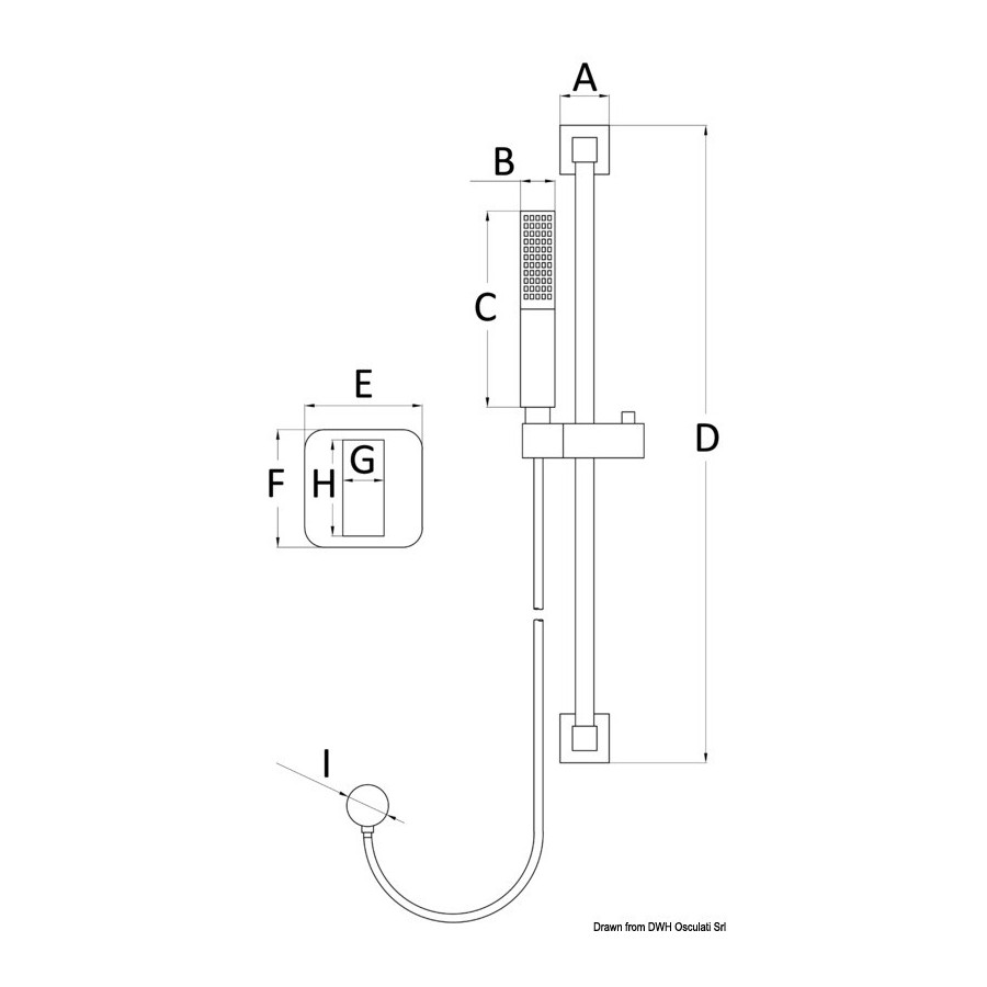 Loquet douche Square (monocommande loquet) 