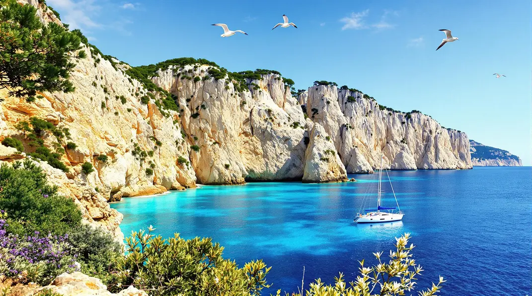 Une vue aérienne des Îles d’Hyères, un paradis pour les plaisanciers.
