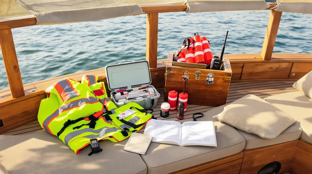 Kit complet d&rsquo;équipement de sécurité pour bateaux.