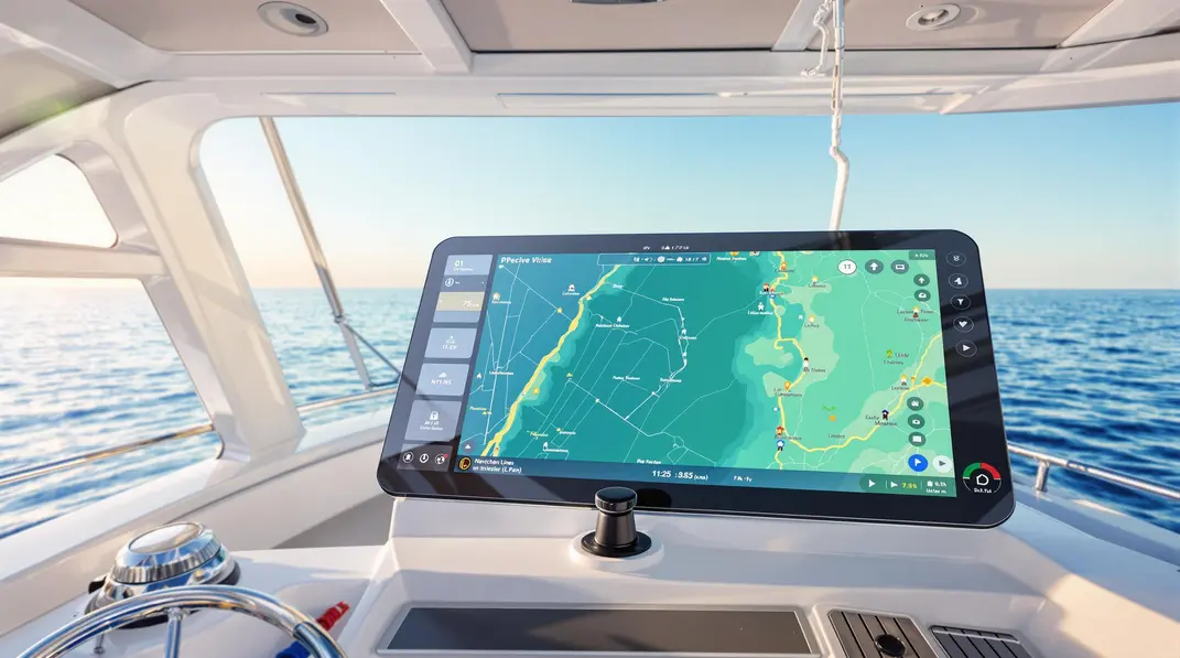 Système GPS moderne affichant une navigation précise à bord d&rsquo;un bateau.