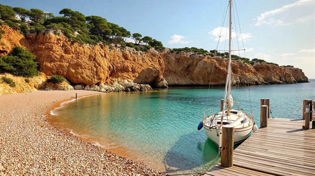 Une vue aérienne des Îles d’Hyères, un paradis pour les plaisanciers.