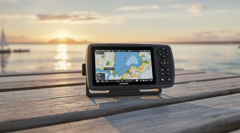 Vue composite de GPS marins sur des bateaux, montrant leur application pratique.
